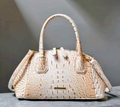 Cream Croc‑Embossed Handbag