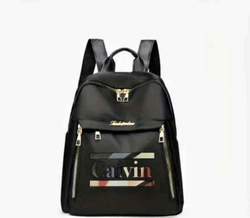 Black Designer Backpack with Gold Zippers