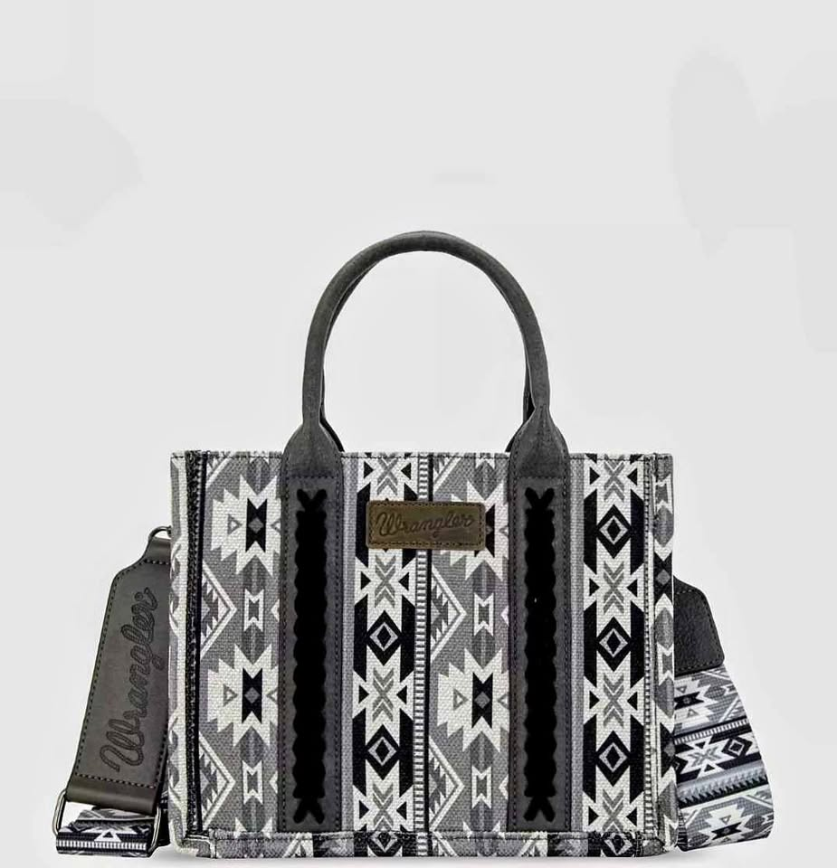 Wrangler Black & White Tribal‑Pattern Handbag