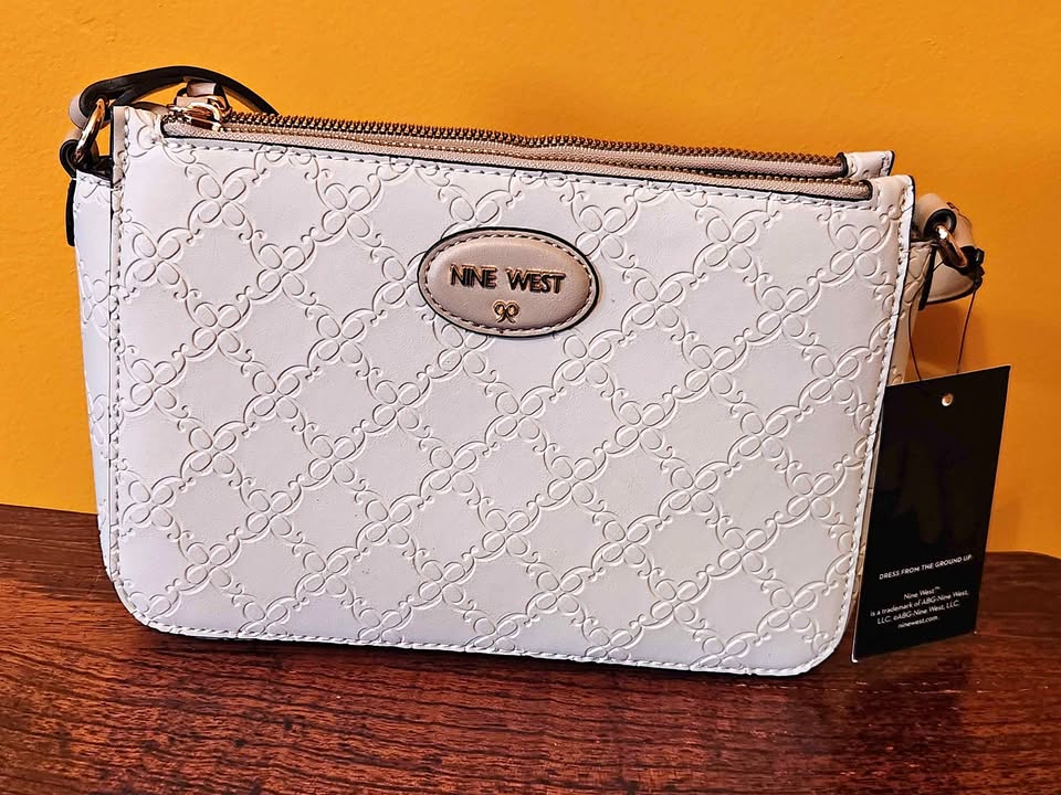 Nine West White Embossed Crossbody Bag
