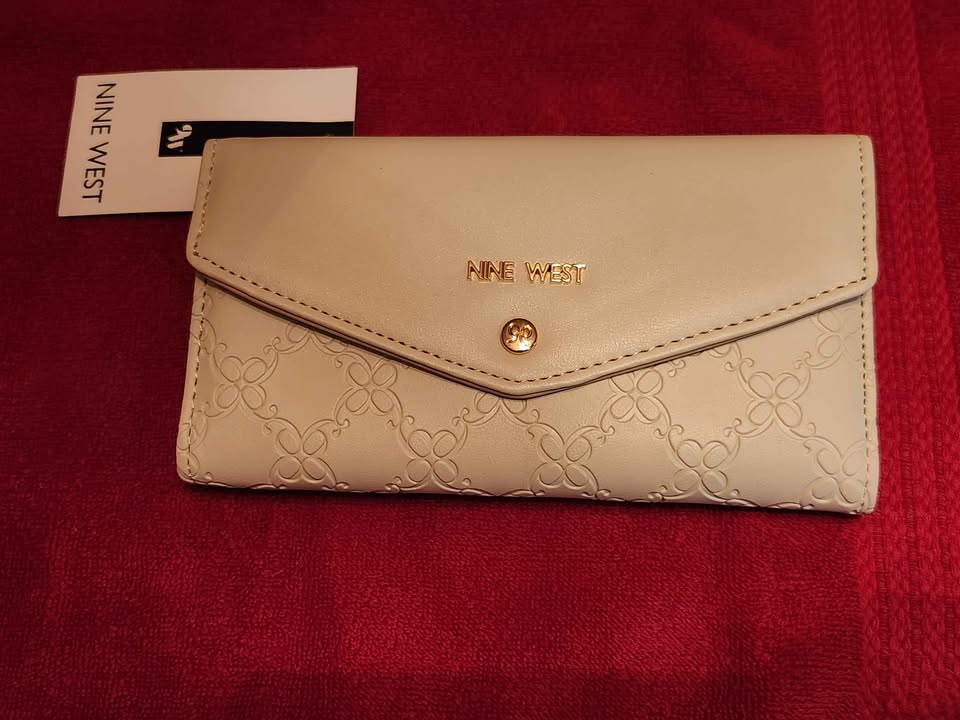 Nine West Cream Embossed Wallet Clutch