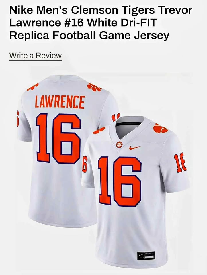 Nike Clemson Tigers Trevor Lawrence #16 Jersey
