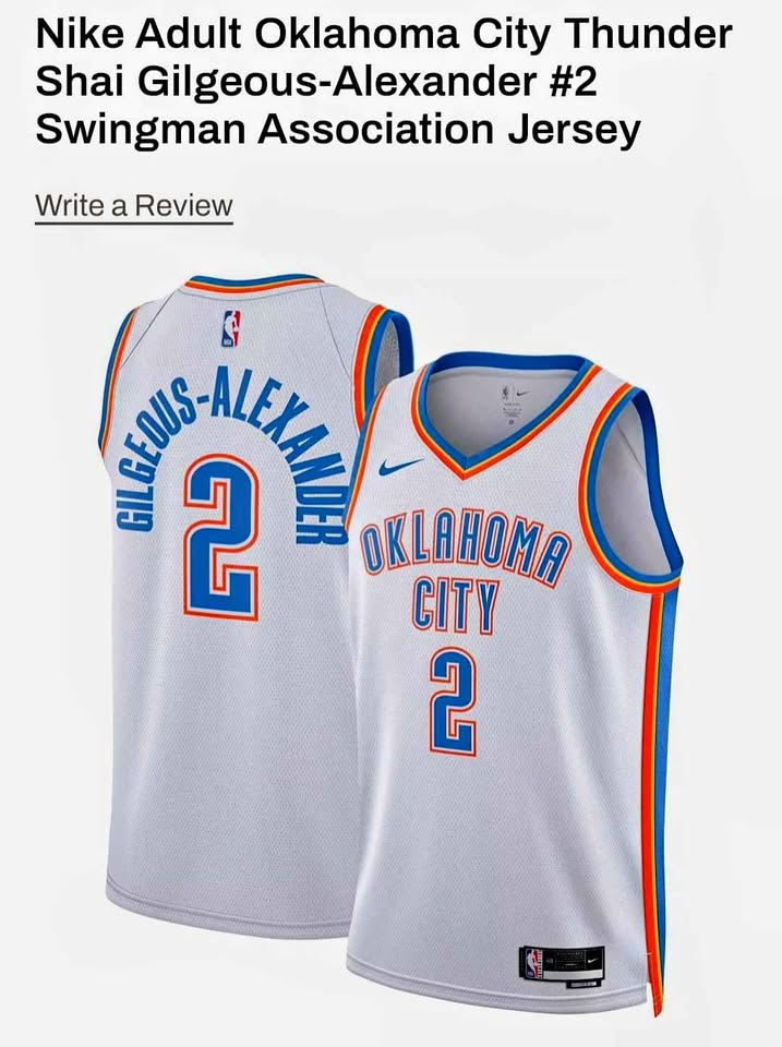 Nike Shai Gilgeous-Alexander #2 OKC Thunder Swingman Jersey