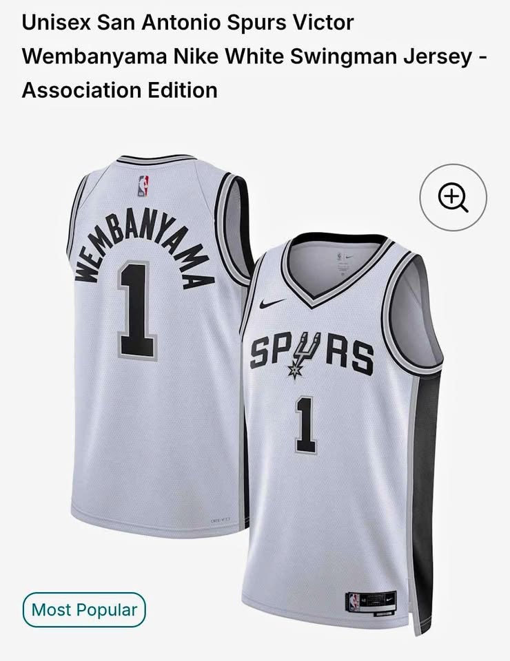 Nike Victor Wembanyama #1 Spurs White Swingman Jersey