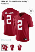 Nike Alabama Williams #2 NIL Football Jersey