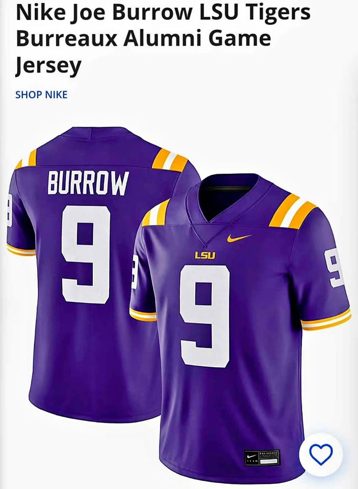Nike Joe Burrow #9 LSU Tigers Football Jersey