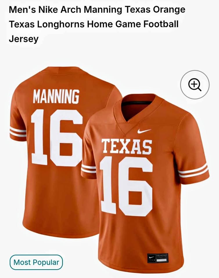 Nike Arch Manning #16 Texas Longhorns Jersey