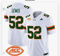 Adidas Miami Hurricanes Lewis # 52 Football Jersey