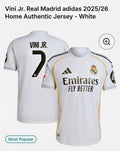 Vini Jr. #7 Madrid Adidas 2025/26 Home Authentic Jersey