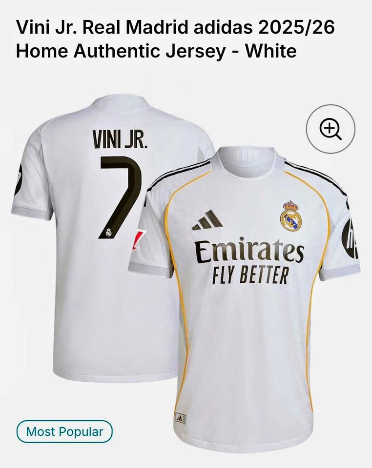 Vini Jr. #7 Madrid Adidas 2025/26 Home Authentic Jersey