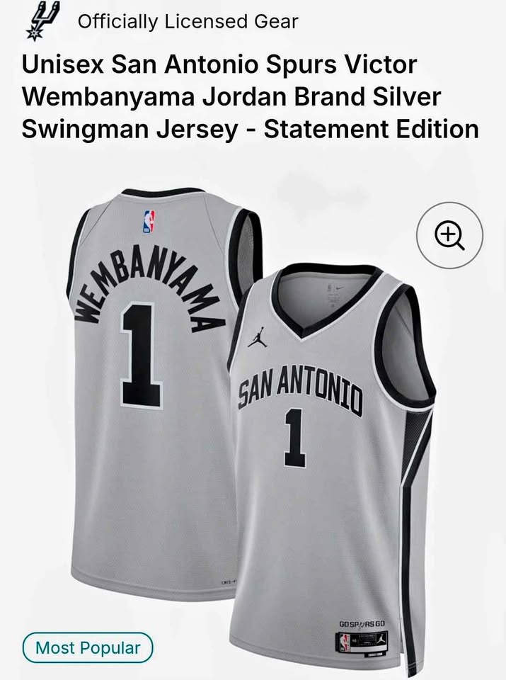 Wembanyama Spurs #1 Jordan Brand Jersey Statement Edition