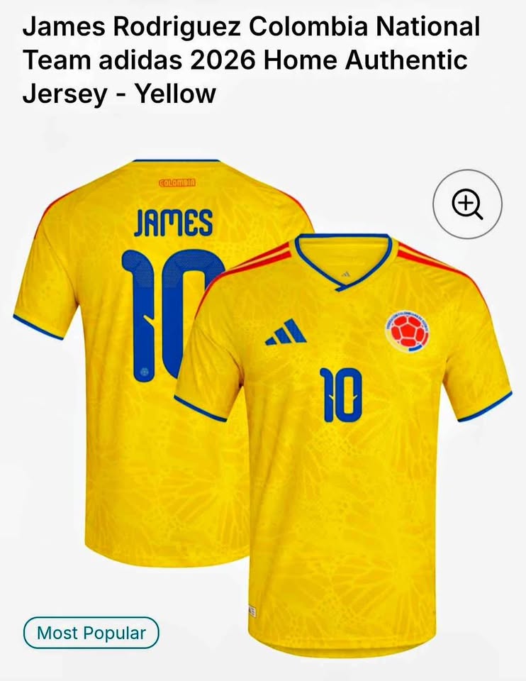 James Rodriguez #10Colombia Adidas 2026 Home Jersey