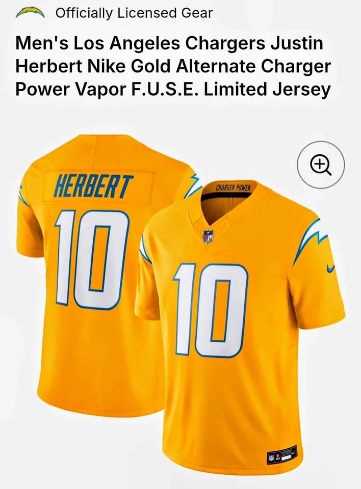 Nike Los Angeles Chargers Justin Herbert #10 F.U.S.E. Limited Jersey