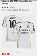 Adidas Mbappé #10 2025 Real Madrid HomeJersey.