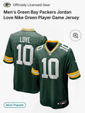 Nike Green Bay Packers Jordan Love #10 Jersey