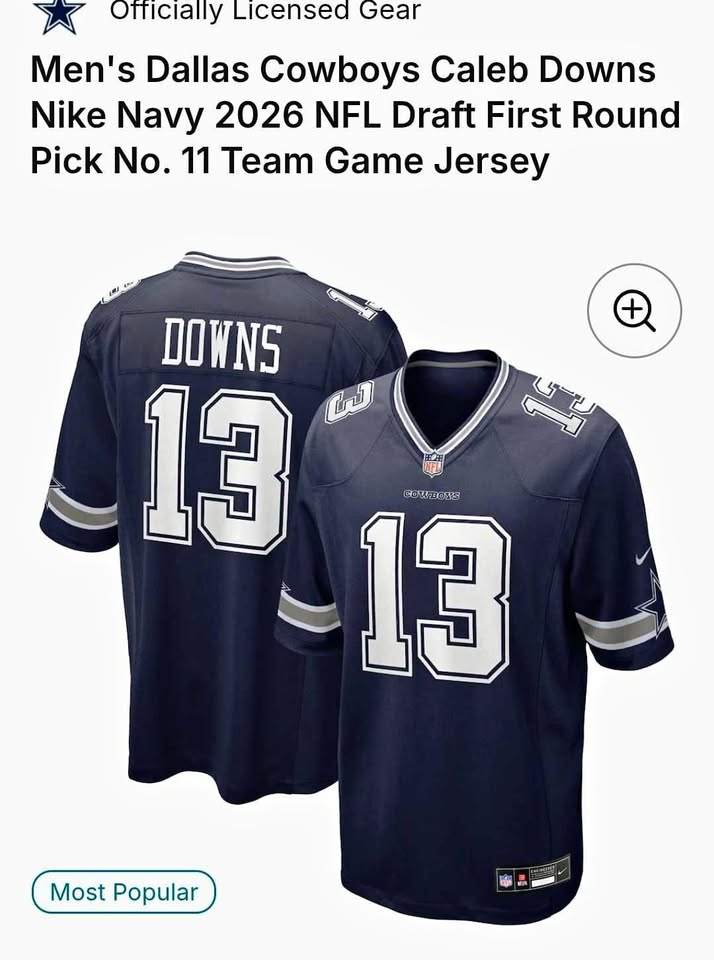 2026 NFL Draft First Round Pick No. 11 Dallas Cowboys Caleb Downs #13 Nike Jersey