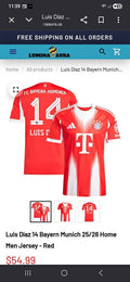 Adidas Luis Díaz #14 Bayern Munich 25/26 Home Jersey