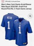 Nike New York Giants Arvell Reese #1 Royal Jersey