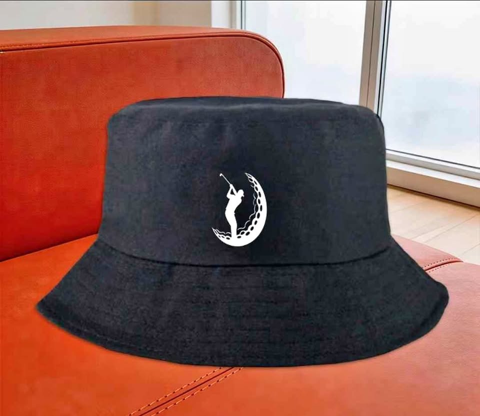Black Bucket Hat with Golf Graphic