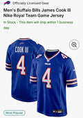 Nike Buffalo Bills James Cook III #4 Jersey