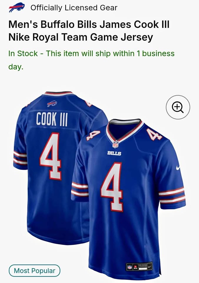 Nike Buffalo Bills James Cook III #4 Jersey