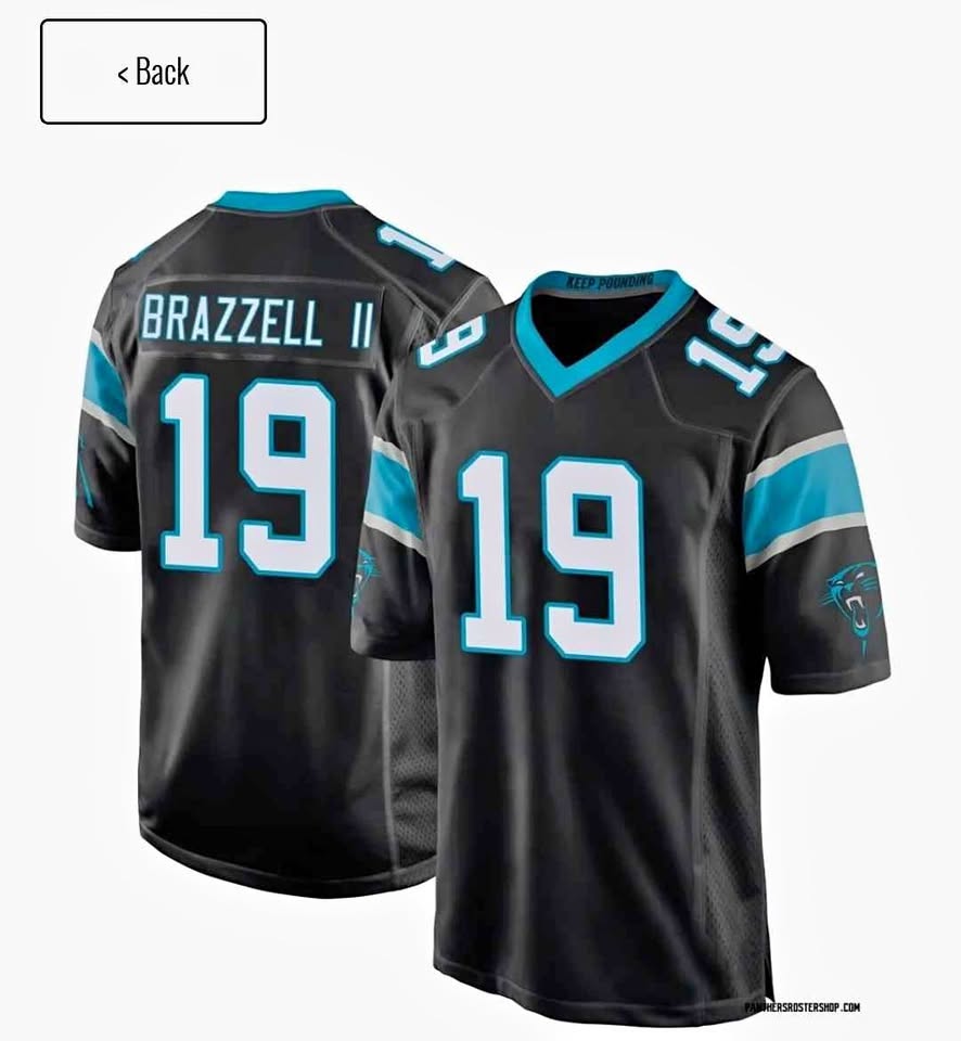 Carolina Panthers Rookie Brazzell II #19 Jersey