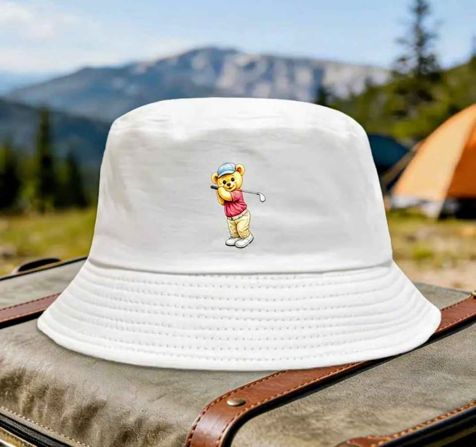 White Golf Bear Bucket Hat