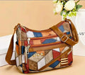 Colorful Patchwork Crossbody Bag with Multiple Pockets – Brown