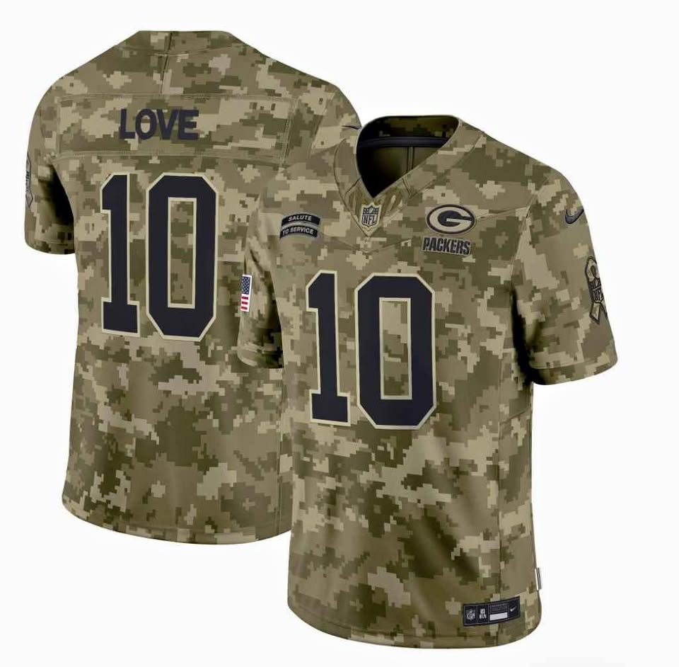 Nike Green Bay Packers Jordan Love #10 Salute to Service Jersey