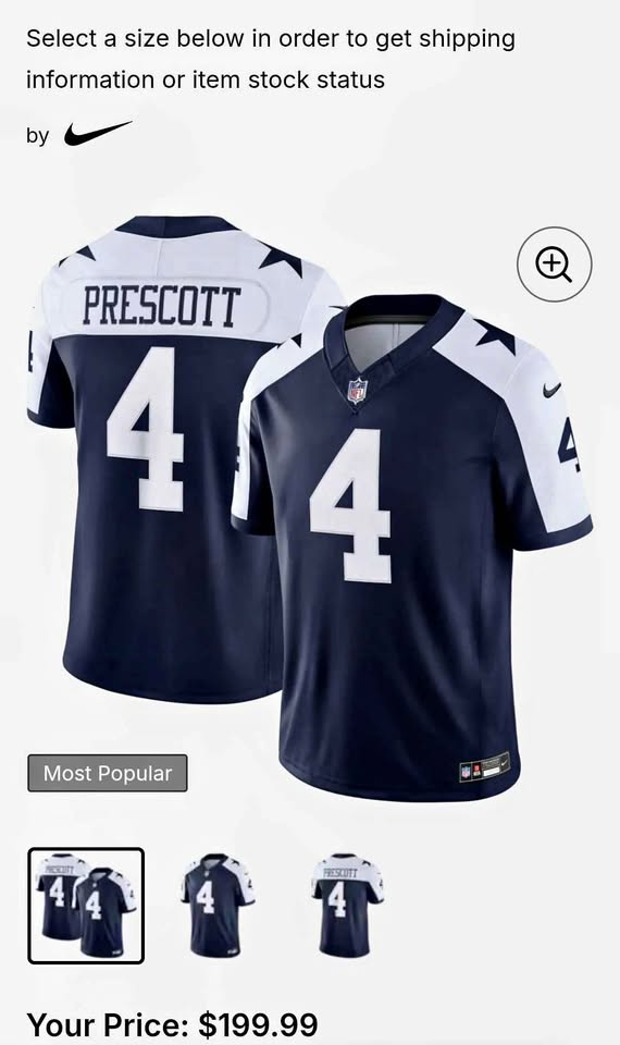 Nike NFL Dallas Cowboys Dak Prescott #4 Jersey