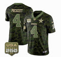 Nike Dallas Cowboys Dak Prescott #4 USA 250 Camo Jersey
