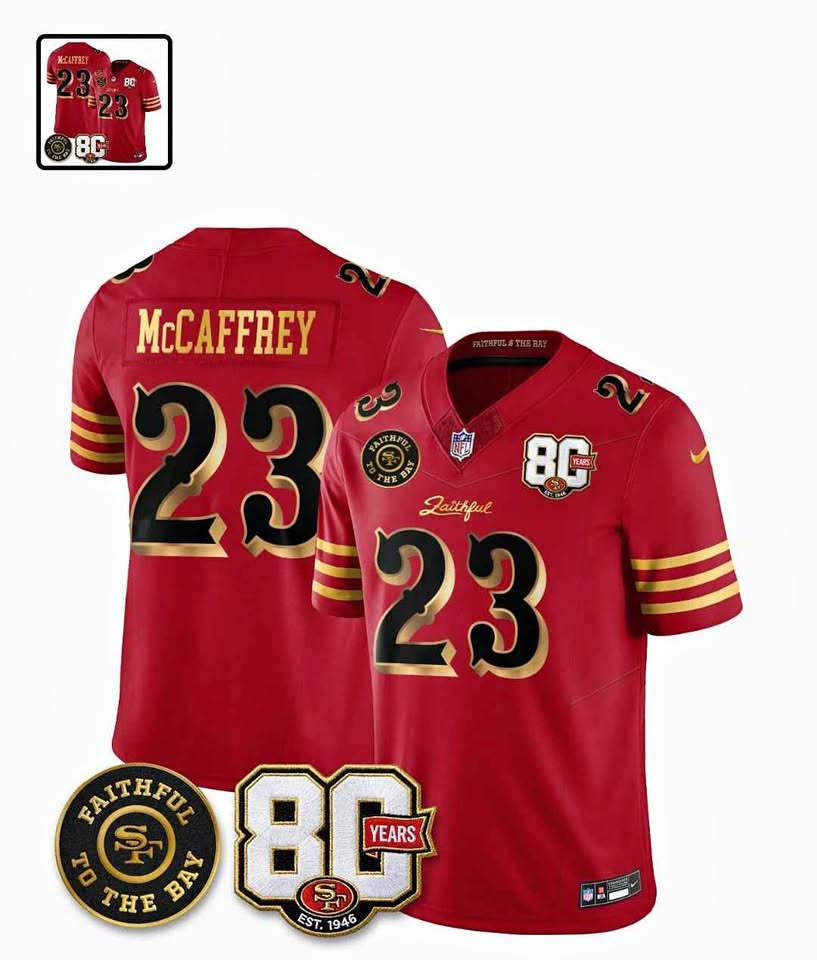 Nike San Francisco 49ers Christian McCaffrey #23 80th Anniversary Jersey