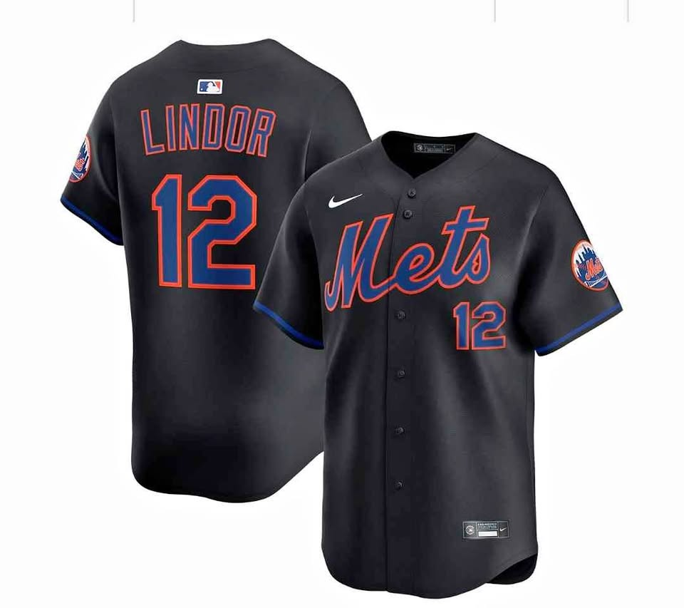 New York Mets Francisco Lindor #12 Black Jersey