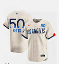 Los Angeles Dodgers Mookie Betts #50 Cream Speckle Jersey