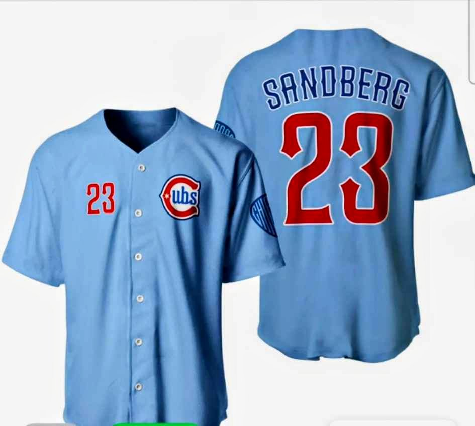 Cubs Sandberg #23 Light Blue Baseball Jersey